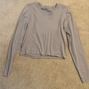 Elegant Women's Long Sleeve Top in Soft Gray